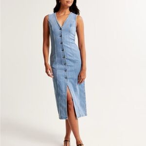 Denim Sleeveless Button-Down Dress